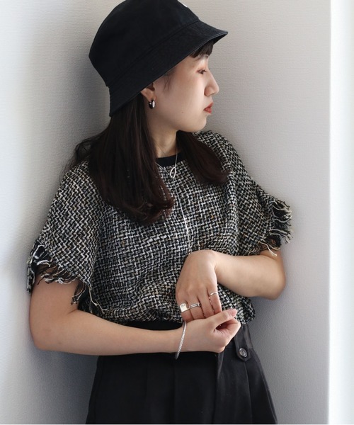 cepo（セポ）の「サマーツイードフリンジトップス（Tシャツ/カットソー・レディース・ブラック/オフホワイト・M）」の13枚目の写真
