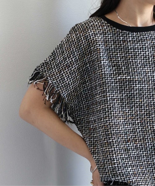 cepo（セポ）の「サマーツイードフリンジトップス（Tシャツ/カットソー・レディース・ブラック/オフホワイト・M）」の6枚目の写真