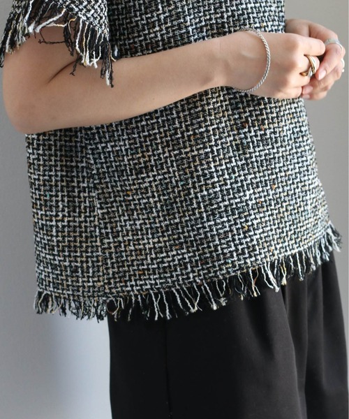 cepo（セポ）の「サマーツイードフリンジトップス（Tシャツ/カットソー・レディース・ブラック/オフホワイト・M）」の16枚目の写真