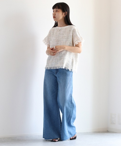 cepo（セポ）の「サマーツイードフリンジトップス（Tシャツ/カットソー・レディース・ブラック/オフホワイト・M）」の12枚目の写真