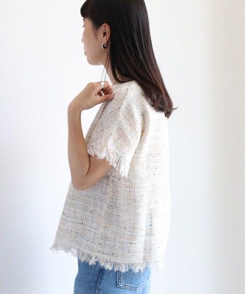 cepo（セポ）の「サマーツイードフリンジトップス（Tシャツ/カットソー・レディース・ブラック/オフホワイト・M）」の8枚目の写真