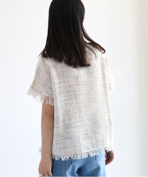 cepo（セポ）の「サマーツイードフリンジトップス（Tシャツ/カットソー・レディース・ブラック/オフホワイト・M）」の4枚目の写真