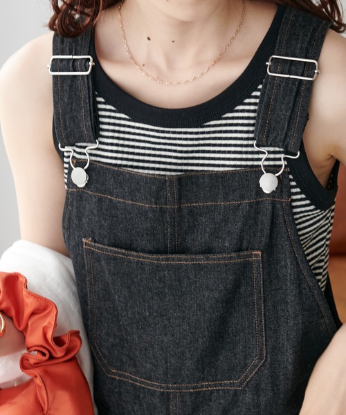 DISCOAT（ディスコート）の「カップ付リブボーダーアメスリタンクトップ（タンクトップ・レディース・ブラック/ブラウン/グリーン/ネイビー・FREE）」の5枚目の写真