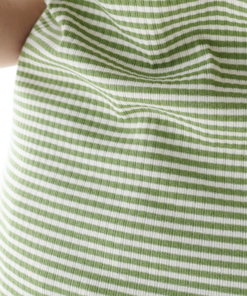 DISCOAT（ディスコート）の「カップ付リブボーダーアメスリタンクトップ（タンクトップ・レディース・ブラック/ブラウン/グリーン/ネイビー・FREE）」の15枚目の写真