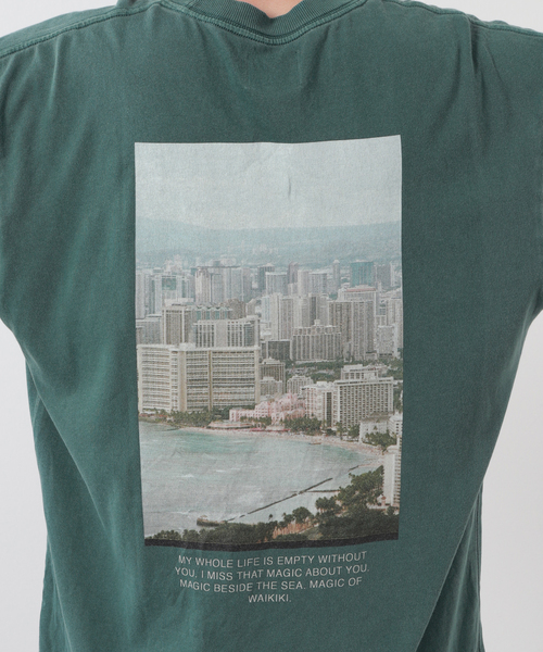SALVAGE PUBLIC(サルベージパブリック)の「【SALVAGE PUBLIC/サルベージパブリック×DESMOND×JS】別注 プリントTシャツI(Tシャツ/カットソー・メンズ・グリーン/タン・MEDIUM/LARGE)」の4枚目の写真