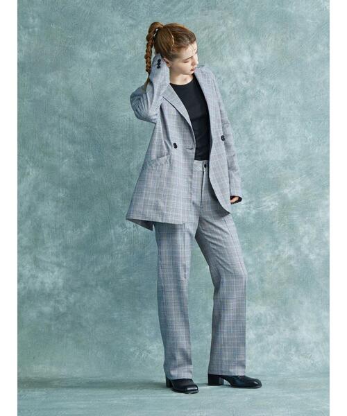 ENVYM(アンビー)の「ENVYM.センタープレスパンツ(スラックス・レディース・ブラック/チェック/ブラウン・M/S)」の4枚目の写真