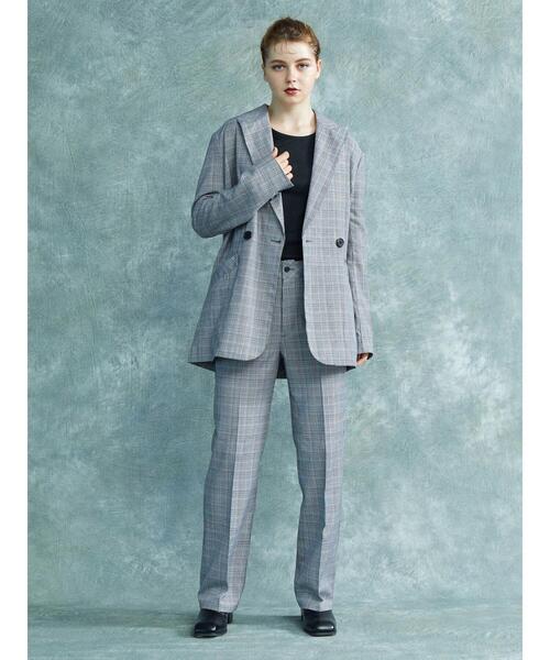 ENVYM(アンビー)の「ENVYM.センタープレスパンツ(スラックス・レディース・ブラック/チェック/ブラウン・M/S)」の5枚目の写真