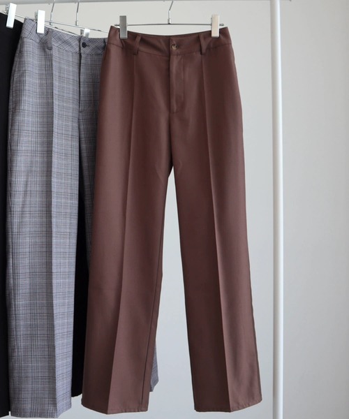 ENVYM(アンビー)の「ENVYM.センタープレスパンツ(スラックス・レディース・ブラック/チェック/ブラウン・M/S)」の3枚目の写真