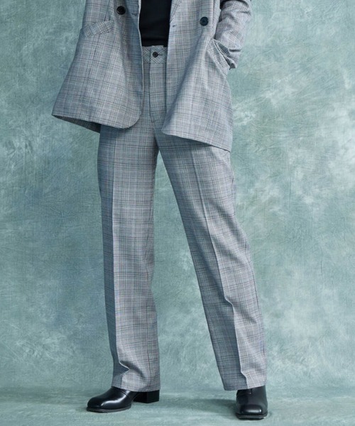 ENVYM(アンビー)の「ENVYM.センタープレスパンツ(スラックス・レディース・ブラック/チェック/ブラウン・M/S)」の1枚目の写真