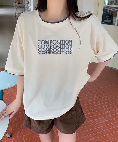 Girly Doll（ガーリードール）の「ロゴ刺繍レイヤードTシャツ（Tシャツ/カットソー・レディース・ブルー/ダークグレー/ベージュ・XL/L）」の3枚目の写真