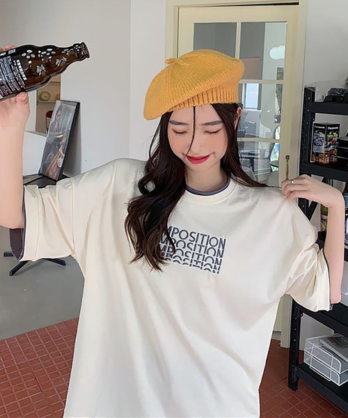 Girly Doll（ガーリードール）の「ロゴ刺繍レイヤードTシャツ（Tシャツ/カットソー・レディース・ブルー/ダークグレー/ベージュ・XL/L）」の18枚目の写真