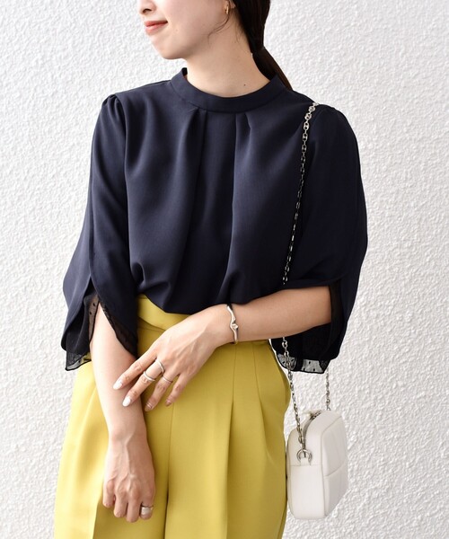SHIPS（シップス）の「*〈手洗い可能〉チューリップ7分丈ブラウス◆（シャツ/ブラウス・レディース・ライトブルー/ブラック/アイボリー/ダークブルー・ONE SIZE）」の4枚目の写真