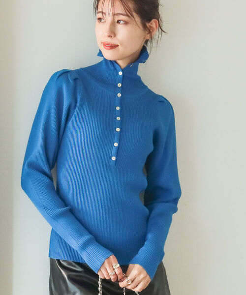 B:MING by BEAMS（ビーミングバイビームス）の「B:MING by BEAMS / スタンド ヘンリー プルオーバー 22AW（ニット/セーター・レディース・オレンジ/ブルー/ホワイト×ネイビー/ブラック×ベージュ・FREE）」の19枚目の写真