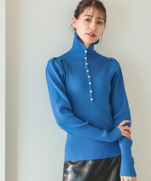 B:MING by BEAMS（ビーミングバイビームス）の「B:MING by BEAMS / スタンド ヘンリー プルオーバー 22AW（ニット/セーター・レディース・オレンジ/ブルー/ホワイト×ネイビー/ブラック×ベージュ・FREE）」の16枚目の写真