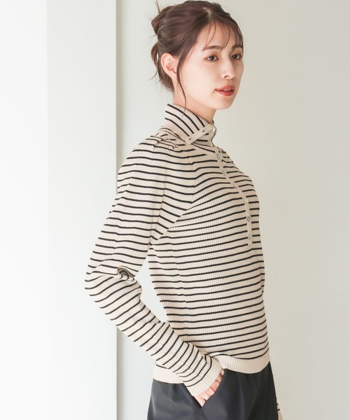 B:MING by BEAMS（ビーミングバイビームス）の「B:MING by BEAMS / スタンド ヘンリー プルオーバー 22AW（ニット/セーター・レディース・オレンジ/ブルー/ホワイト×ネイビー/ブラック×ベージュ・FREE）」の12枚目の写真