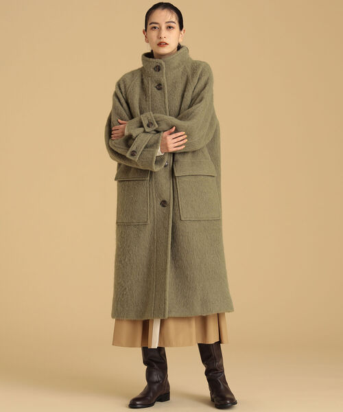 Ray BEAMS(レイビームス)の「Ray BEAMS / シャギー スタンドカラー コート(その他アウター・レディース・ベージュ/オリーブ・0/1)」の8枚目の写真