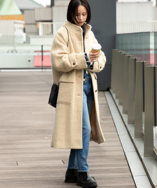 Ray BEAMS(レイビームス)の「Ray BEAMS / シャギー スタンドカラー コート(その他アウター・レディース・ベージュ/オリーブ・0/1)」の16枚目の写真