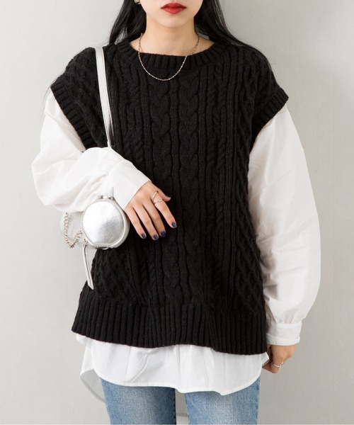 SpRay（スプレイ）の「ケーブルドッキングベスト（ベスト・レディース・ブラック/ベージュ・FREE）」の11枚目の写真