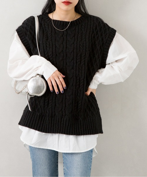 SpRay（スプレイ）の「ケーブルドッキングベスト（ベスト・レディース・ブラック/ベージュ・FREE）」の12枚目の写真