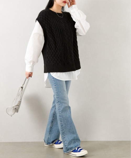 SpRay（スプレイ）の「ケーブルドッキングベスト（ベスト・レディース・ブラック/ベージュ・FREE）」の14枚目の写真