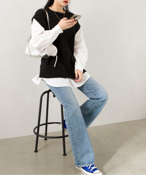 SpRay（スプレイ）の「ケーブルドッキングベスト（ベスト・レディース・ブラック/ベージュ・FREE）」の15枚目の写真