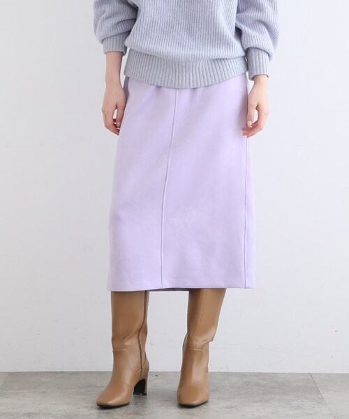 INDIVI（インディヴィ）の「【SETUP可能】スエードライク ストレートスカート（スカート・レディース・ナチュラル/ライトパープル/キャメル・03/13/15 /36/38/40/17/19/12/05）」の2枚目の写真