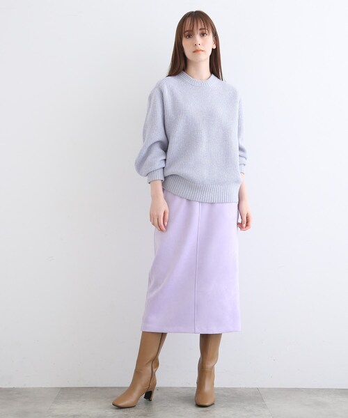 INDIVI（インディヴィ）の「【SETUP可能】スエードライク ストレートスカート（スカート・レディース・ナチュラル/ライトパープル/キャメル・03/13/15 /36/38/40/17/19/12/05）」の6枚目の写真