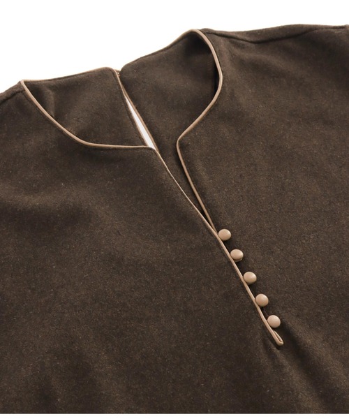 Settimissimo（セッティミッシモ）の「キーネックパイピングワンピース（ワンピース・レディース・ブラウン/ベージュ・M）」の11枚目の写真