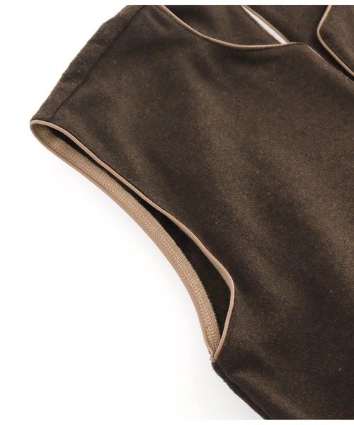 Settimissimo（セッティミッシモ）の「キーネックパイピングワンピース（ワンピース・レディース・ブラウン/ベージュ・M）」の12枚目の写真