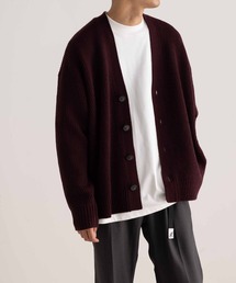 ウール混 ビッグシルエット 畦カーディガン/ユニセックス