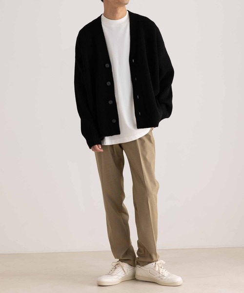 ADAM ET ROPE'（アダムエロペ）の「ウール混 ビッグシルエット 畦カーディガン/ユニセックス（カーディガン/ボレロ・メンズ・ブラック/ライトグリーン/パープル系その他3・M/L）」の18枚目の写真