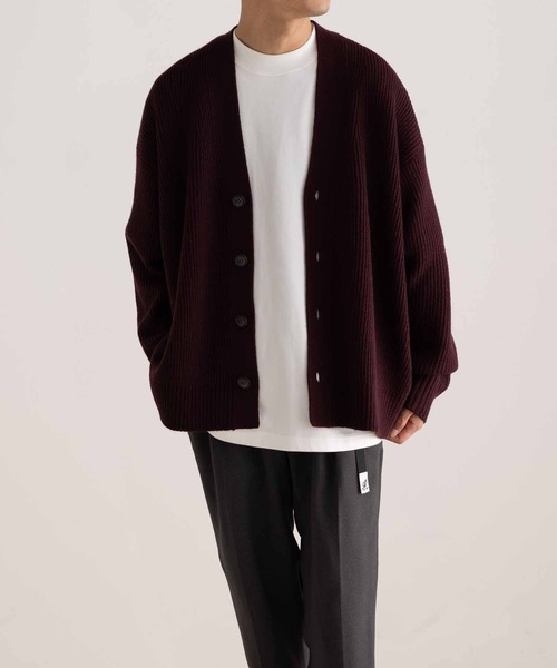ADAM ET ROPE'（アダムエロペ）の「ウール混 ビッグシルエット 畦カーディガン/ユニセックス（カーディガン/ボレロ・メンズ・ブラック/ライトグリーン/パープル系その他3・M/L）」の19枚目の写真