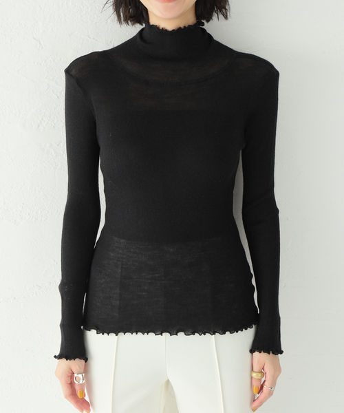 VERMEIL par iena(ヴェルメイユパーイエナ)の「【TOQUE/トック】針抜き スムス ハイネックプルオーバー(Tシャツ/カットソー・レディース・ブラック・FREE)」の19枚目の写真
