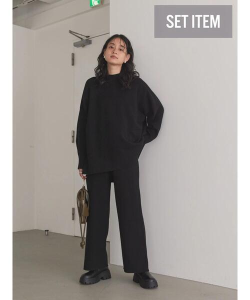 AMERICAN HOLIC（アメリカンホリック）の「【SET】ニットプルオーバー+ニットパンツ（ニット/セーター・レディース・ブラック/ライトベージュ・M/L）」の3枚目の写真