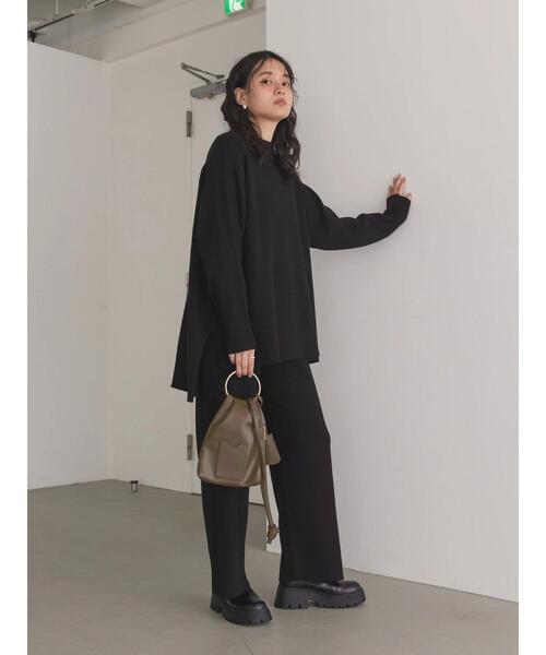 AMERICAN HOLIC（アメリカンホリック）の「【SET】ニットプルオーバー+ニットパンツ（ニット/セーター・レディース・ブラック/ライトベージュ・M/L）」の5枚目の写真