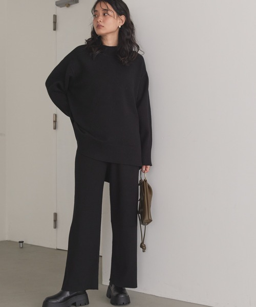 AMERICAN HOLIC（アメリカンホリック）の「【SET】ニットプルオーバー+ニットパンツ（ニット/セーター・レディース・ブラック/ライトベージュ・M/L）」の2枚目の写真