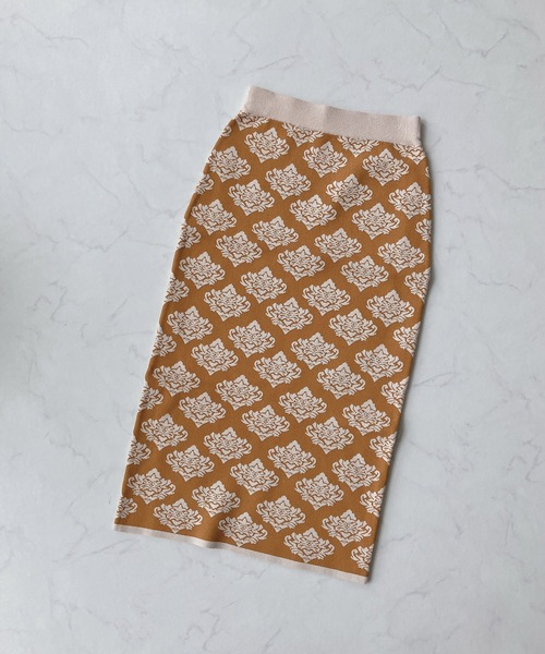 AS KNOW AS plus（アズノゥアズプラス）の「♪ダマスク柄ニットスカート（スカート・レディース・ブラック/チャコールグレー/イエロー・FREE）」の18枚目の写真