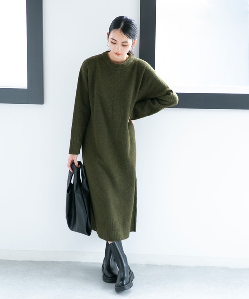 NANO universe（ナノユニバース）の「LB.04/摩耗ストレッチニットマキシワンピース（ワンピース・レディース・ネイビー/ライトベージュ/カーキ・FREE）」の9枚目の写真