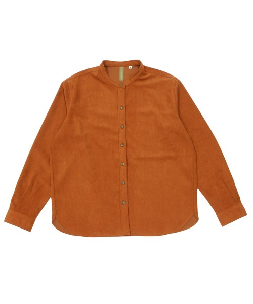 Pitta Re:)（ピッタリ）の「ショートラウンドテール スタンドカラー 長袖コーデュロイシャツ（シャツ/ブラウス・レディース・アイボリー/カーキオリーブ/ダークオレンジ・M/L/LL）」の2枚目の写真