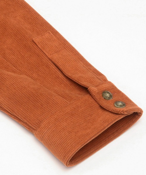 Pitta Re:)（ピッタリ）の「ショートラウンドテール スタンドカラー 長袖コーデュロイシャツ（シャツ/ブラウス・レディース・アイボリー/カーキオリーブ/ダークオレンジ・M/L/LL）」の5枚目の写真
