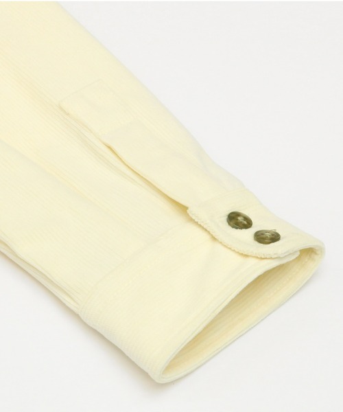 Pitta Re:)（ピッタリ）の「ショートラウンドテール スタンドカラー 長袖コーデュロイシャツ（シャツ/ブラウス・レディース・アイボリー/カーキオリーブ/ダークオレンジ・M/L/LL）」の6枚目の写真