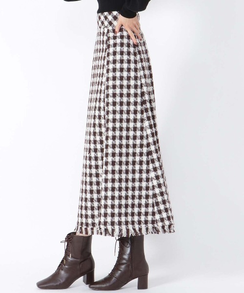AND COUTURE（アンドクチュール）の「ブロックチェックツイード裾  