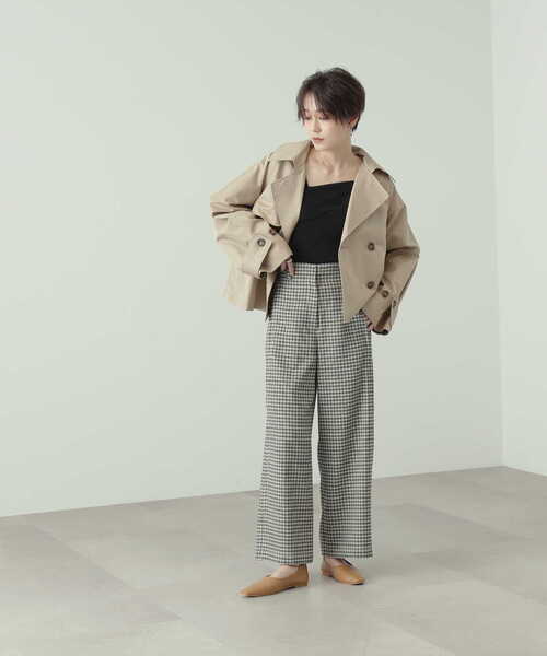 N.（N. Natural Beauty Basic）（エヌエヌナチュラルビューティーベーシック）の「◆サイドプリーツバギーパンツ（スラックス・レディース・ブラック/チェック・MEDIUM）」の21枚目の写真