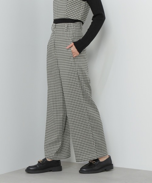 N.（N. Natural Beauty Basic）（エヌエヌナチュラルビューティーベーシック）の「◆サイドプリーツバギーパンツ（スラックス・レディース・ブラック/チェック・MEDIUM）」の8枚目の写真