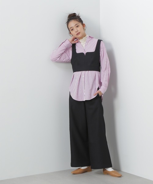 N.（N. Natural Beauty Basic）（エヌエヌナチュラルビューティーベーシック）の「◆サイドプリーツバギーパンツ（スラックス・レディース・ブラック/チェック・MEDIUM）」の4枚目の写真