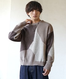 【MinoriTY】ふんわりサークル柄クルーネックニット セーター メンズ オーバーサイズ ビッグシルエット ルーズフィット 春服 冬服