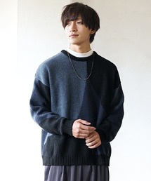【MinoriTY】ふんわりサークル柄クルーネックニット セーター メンズ オーバーサイズ ビッグシルエット ルーズフィット 春服 冬服