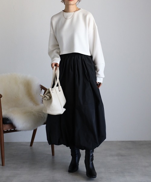 Bonjour Sagan（ボンジュールサガン）の「コクーンスカート（スカート・レディース・ブラック/ライトベージュ・FREE）」の20枚目の写真