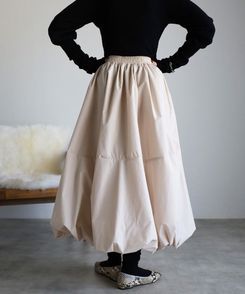 Bonjour Sagan（ボンジュールサガン）の「コクーンスカート（スカート・レディース・ブラック/ライトベージュ・FREE）」の6枚目の写真