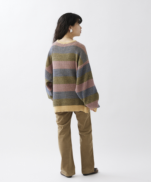 JOURNAL STANDARD relume（ジャーナルスタンダード　レリューム）の「モールワッフルボーダー クルーネックニット（ニット/セーター・メンズ・ベージュ/ネイビー/アイボリー・MEDIUM/LARGE）」の10枚目の写真